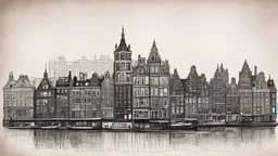 drawn amsterdam skyline