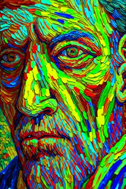 Van gough inspirated ,close up portrait of anime character, impasto style