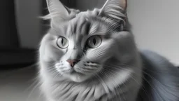 the cutest and most feminine cat, with blue-gray eyes and gray fur