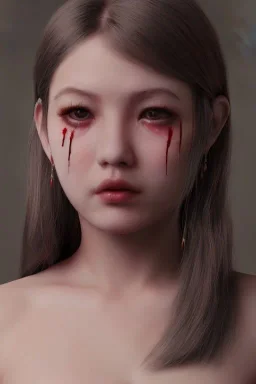 girl cute cry blood piercing