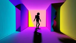 shadow made of different colors of a person entering virtual reality