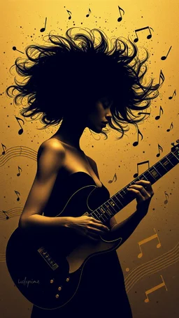 minimalism,Abstract black and gold minimalism geometric zoomed surreal beautiful fashion portrait playing the guitar ,splash art explosion,minimalist surreal surrounding music notes background,surreal lonely depth,deep soul spirit,fantasy surreal geometry,flat,utopia,album art,cover art,album cover,cinematic,8k,epic movie still,sharp focus,by Gustav Klimt,pascal blanche,rutkowski,repin,artstation hyperrealism painting concept art of detailed character,design matte painting,leaf,