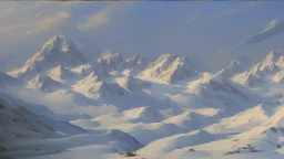 mountain range in snow by andrea del sarto