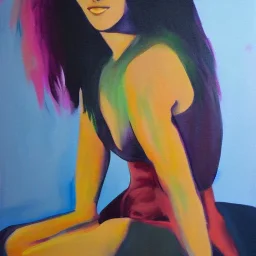 Full body portrait, painting, medium shot lady FourColors