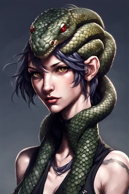 detailed persona, female snake head instead of hair