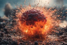 Atomic explosion, made of jelly, ULTRA REALISTIC, details, intricate detail, professional lighting, film lighting, 35mm, anamorphic, lightroom, cinematography, bokeh, lens flare, film grain, hdr10, 8k, Roger Deakins, incredibly detailed, reflect, sharpen