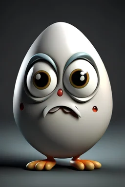 evil looking 3d egg character, 1930s cartoon style