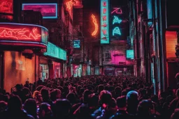 neon lights, city, street, people, gary numan influence