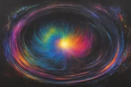 colorful, rainbow, A visually striking and abstract representation of the void and a black hole, utilizing dark hues and dynamic shapes to evoke the enigmatic and powerful aspects of cosmic emptiness, (visually striking abstract representation:1.4), (the void and black hole:1.5), (dark hues and dynamic shapes:1.3), (expressive and cosmic ambiance:1.2), drawing inspiration from abstract interpretations of the cosmic void and black hole phenomena