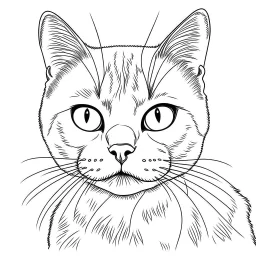 cat, animal, full view, realistic face, coloring page, only draw lines, coloring book, clean line art, –no sketch, color, –ar 3:4, white background, minimalistic black lines, minimal black color, low level black colors, coloring page, avoid thick black colors, thin black line art, avoid colors, perfect shape, perfect clear lines,