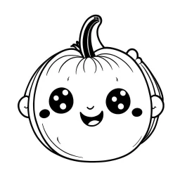 create a 2d black outline, " kawaii pumpkin coloring book for kids", coloring page, low details design, black contour, coloring page design, colorful , card style, coloring page for kids, halloween backgorund,sketch style,