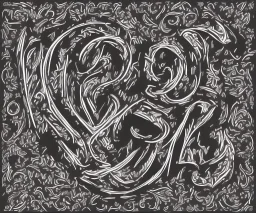 decorative letter K and K as an initial sketch black and white