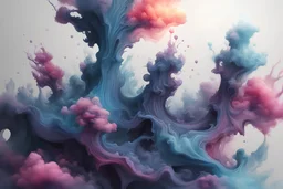 对色彩和水墨画的正确诠释。 4K 3D 美丽的 幻想 水墨画 ，立体，高清，景深，清晰