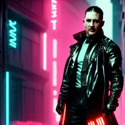 Actor, tom hardy, replicant man, blade runner style, rain, fog, neon ambient, gradient color, clean skin, circuits, latex coat, cyber punk, neon, tubes, portrait, studio photo, unreal engine 5, smooth color, 16 bit, god lights, ray tracing, RTX, lumen lighting, ultra deatail, volumetric lighting, 3d, finely drawn, hd.