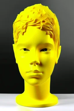 Yellow rubber face with rubber effect in all face with black sponge rubber effect hair