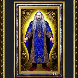 3/4 portrait painting of a wizard, ultra highly detailed, intricate details, shiny, pipe smoke, metallic, robes embroidery, runes