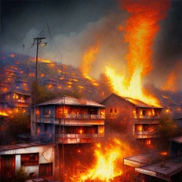 Favela, fire, burning