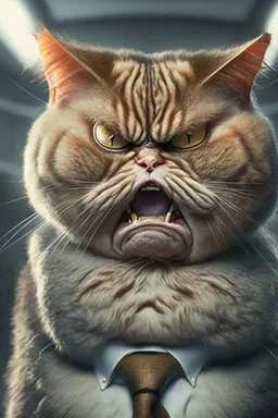 A picture of a angry cat in the form of a senator, a professional, high JPEG image