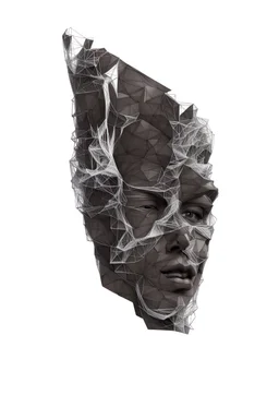 Face woman sculture, line , wireframe