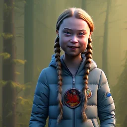 pixar style anamorphic greta thunberg climate change is a lie