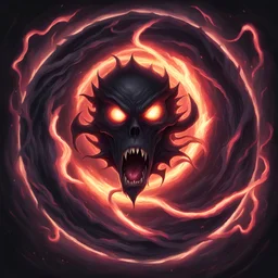 A demonic black hole eating all the energy in all of existence, in card art style