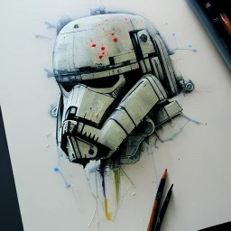 photorealistic at-at pilot helmet with weathered painting , illustration on coarse canvas by <agnes cecile> and <Yoji Shinkawa>, ornate and intricate details , soft smooth lighting, ultra detailed concept art,