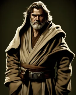 Portrait of a war hardened Jedi, Mid 30s, looks like Kurt Russel