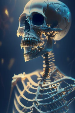 psychopat skeleton i "oljehyre", art, 4k, high detail, trending art, depth of field, volumetric light, dramatic lights