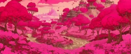 A magenta kingdom with hearts painted by Katsushika Hokusai