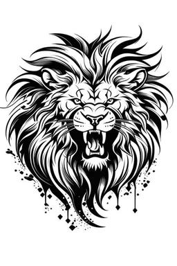 roaring thunder lion ink logo, white background