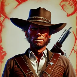 a Portrait of Clint Eastwood as a red dead redemption game character.style by Disney,Chie Yoshii,earnst haeckel,james jean.