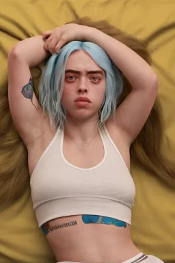 Billie Eilish, in my underwear, photorealistic illustration, 4k