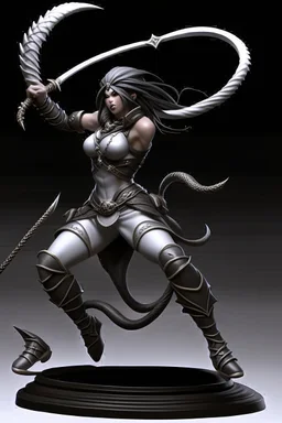 female gray skin Shadar-Kai wielding a Whip a whip made out of black thorns