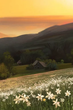 A beautiful classical painting of a field