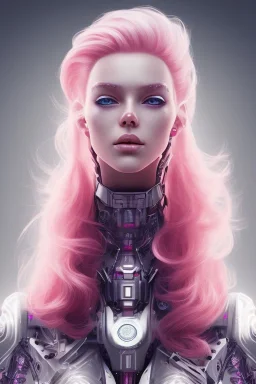 cyborg, pink hair, perfekt eyes, smile, real