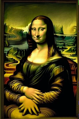 Mona Lisa with prominent breasts painted by Van Gogh