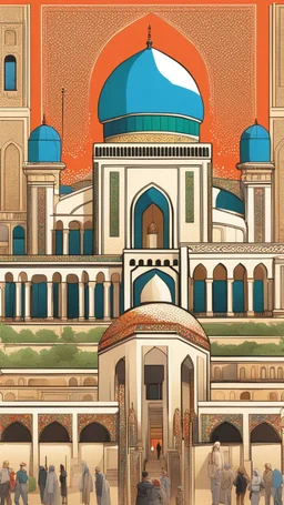 A unique and diverse rendering of Al-Aqsa Mosque, with intricate details and vibrant colors that capture the essence of Palestinian culture.