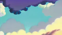 floating ruins of an asian village with purple sky full of stars, sunflower field, anime, high res, makoto shinkai