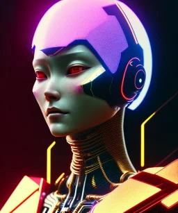 Medium Close Up Portrait, Front image. cyberpunk Asian woman, pink short hair. rabbit mask, latex suit. Red, black, gold, color. Ghost in the shell style. Gradient background. Avatar image, highly detailed, concept art, smooth, unreal engine 5, god rays, ray tracing, RTX, lumen lighting, ultra detail, volumetric lighting, 3d, finely drawn, high definition, high resolution.