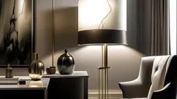 generate a scenery of luxury with a lamp in a room