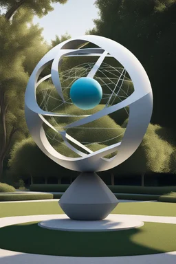 оформление территории со статуей шара виде атома/молекула. Сделать поверхность шара похожей на модель атома или молекулы, используя геометрические формы, светящиеся элементы или проекцию. . Для этого можно использовать различные геометрические формы, такие как круги, треугольники, шестиугольники и т. д., чтобы создать абстрактное изображение структуры атома или молекулы. Кроме того, возможно использование светящихся элементов, чтобы придать статуе особую магическую атмосферу и привлечь внимание