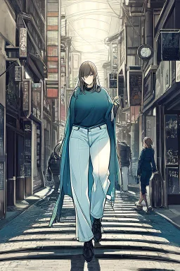 woman walking in tokyo forget to put pants on