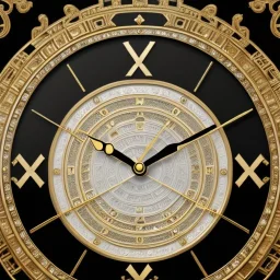 large crystal ornate round clock with a transparent body, wood and black and gold, transparent, rococo, Artstation, intricate and meticulously detailed 8 k, ornate and jewels, bokeh background