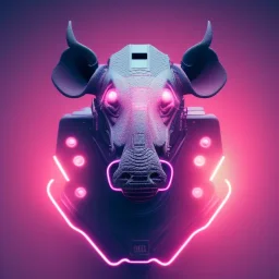 A beautiful portrait of a cyborg rhino pink neon color scheme, high key lighting, volumetric light high details psychedelic background