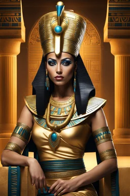 full body Cleopatra, pharaoh makeup, full body shot, written by Orcinus Orca, Ultra detail face in anceiant egipth palace