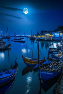 Labuhan Bajo Indonesia at blue hour by the moonlight