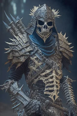 a human bandit with armor made from rib bones