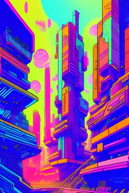 Cyberpunk Utopia hand drawn colorful