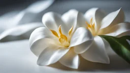 Jasmine flower, shiny paper, beautiful, exciting details, and a fantastical sister.Canon EOS Nikon D850.Cinematic shot with soft depth of field