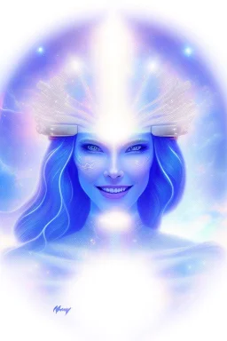 cosmic woman smile, admiral from the future, one fine whole face, crystalline skin, expressive blue eyes,rainbow, smiling lips, very nice smile, costume pleiadian, Beautiful tall woman pleiadian Galactic commander, ship, perfect datailed golden galactic suit, high rank, long hair, hand whit five perfect detailed finger, amazing big blue eyes, smilling mouth, high drfinition lips, cosmic happiness, bright colors, blue, pink, gold, jewels, realist, high commander